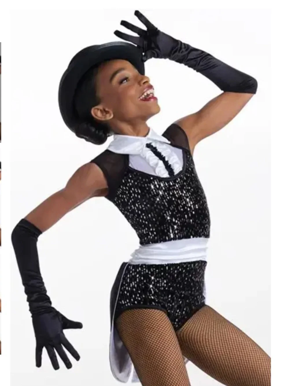 Weissman Showtime “Sh-Boom” 15142 IC Black White Dance Costume + Opera Gloves